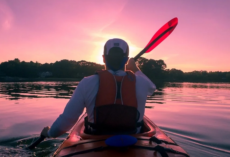 kayaking on a lake